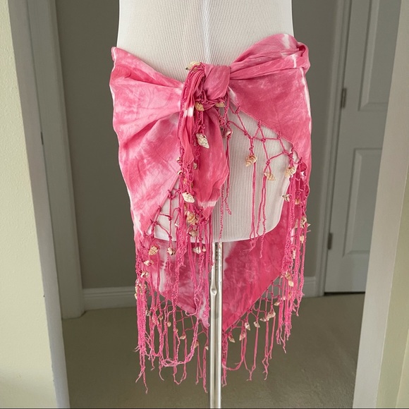 So cute! Beach wrap with real seashells, tie-dye - Picture 2 of 9